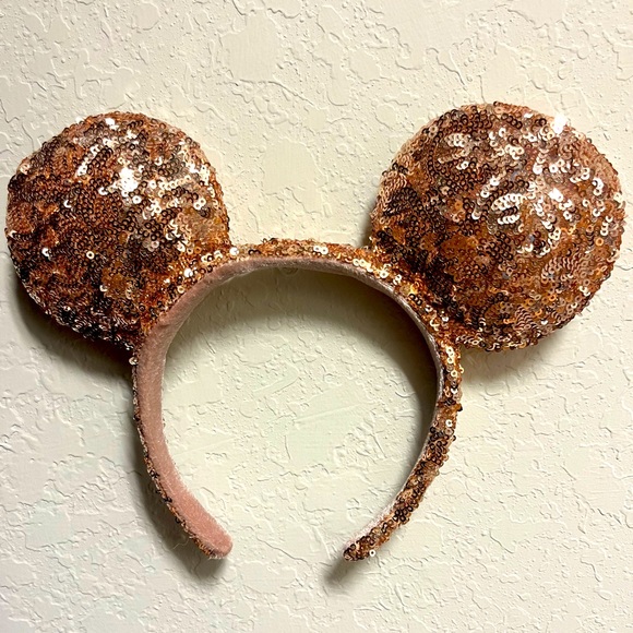 Disney Accessories - Disney Parks Rose Gold Sequins Minnie Mouse Ears